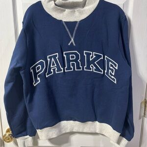 New Parke Coastal Two Tone Varsity Mockneck Sweatshirt New